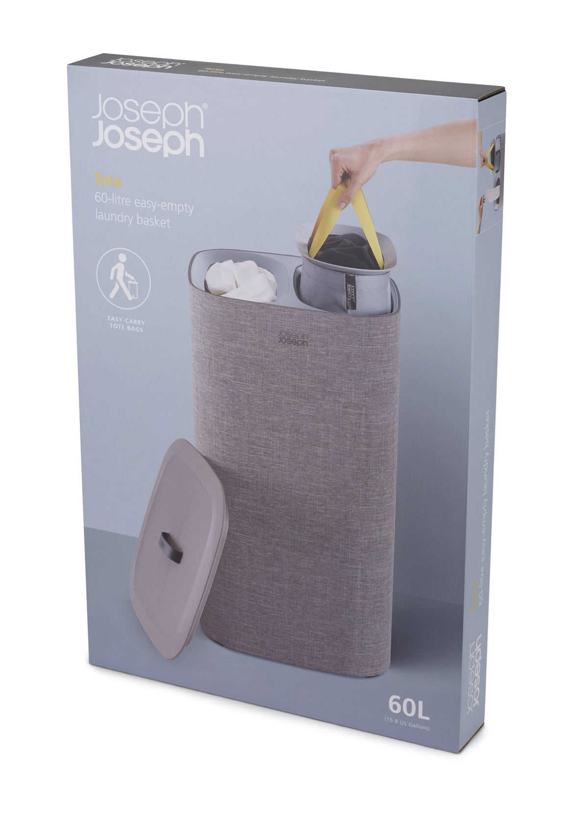 Tota 60-Liter-Wäschetrennkorb – Grau in Grau präsentiert im Onlineshop von KAQTU Design AG. Wäschekorb ist von Joseph Joseph