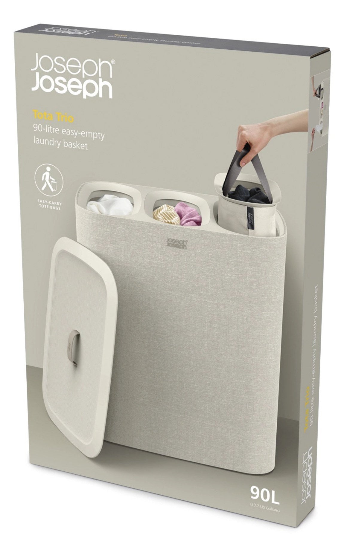 Tota Trio 90L Wäschekorb ecru in Beige präsentiert im Onlineshop von KAQTU Design AG. Wäschekorb ist von Joseph Joseph