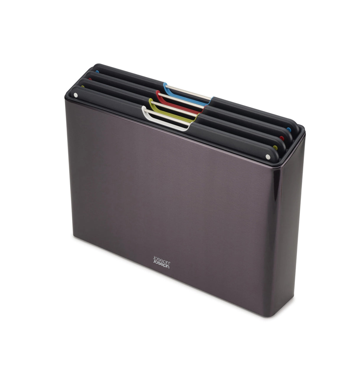 Folio Steel 4-teiliges Schneidebrett-Set - Carbon Black in Schwarz präsentiert im Onlineshop von KAQTU Design AG. Schneidbrett ist von Joseph Joseph