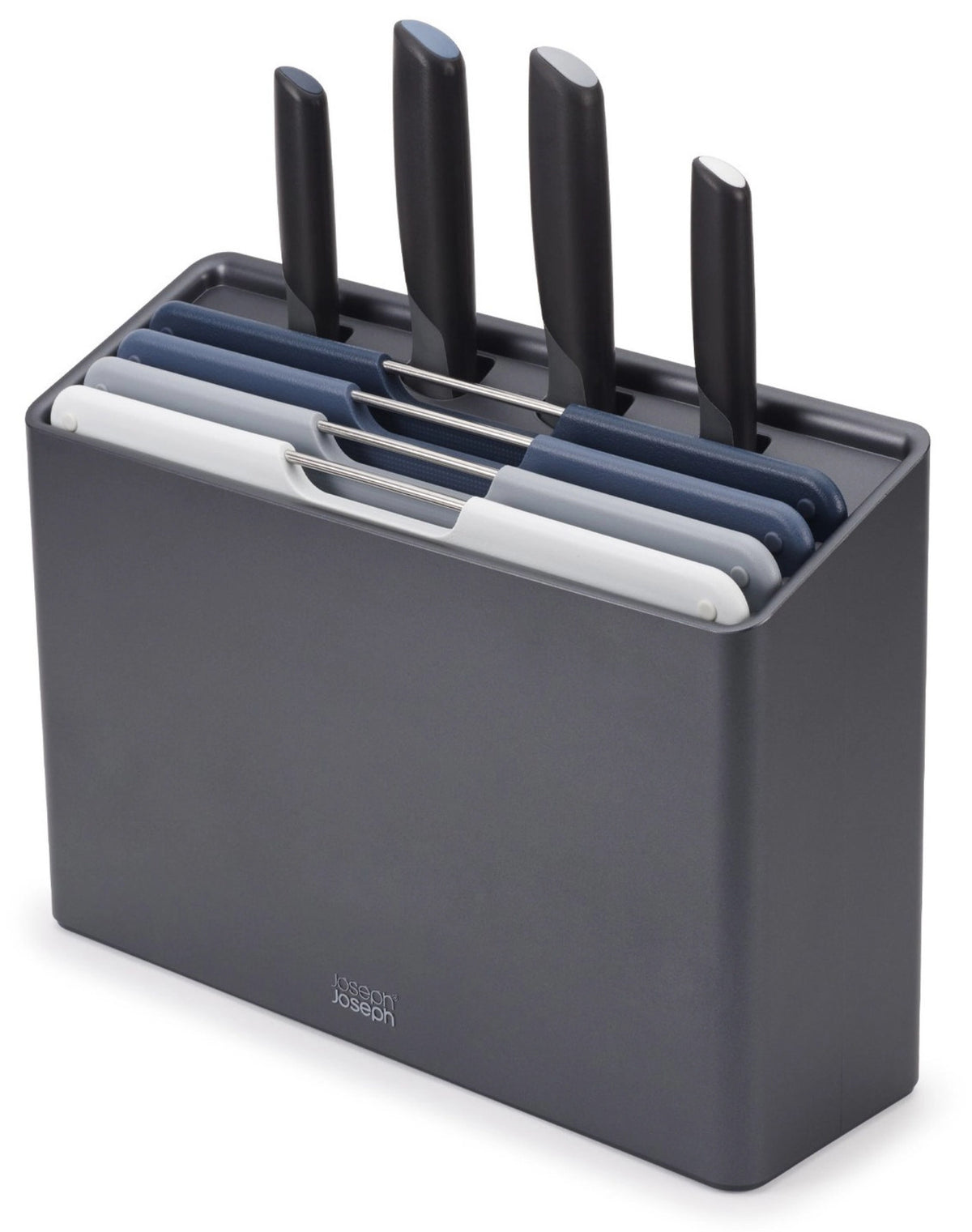 Folio Plus 8 tlg. Messer+Schneidebrettset Graphite in Blau präsentiert im Onlineshop von KAQTU Design AG. Schneidbrett ist von Joseph Joseph