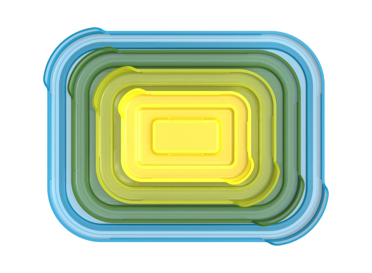 Nest Glas Vorratsbehälter 4-tlg., 0.13 0.55 1.3 2.5L in Mehrfarbig präsentiert im Onlineshop von KAQTU Design AG. Aufbewahrungsdose ist von Joseph Joseph