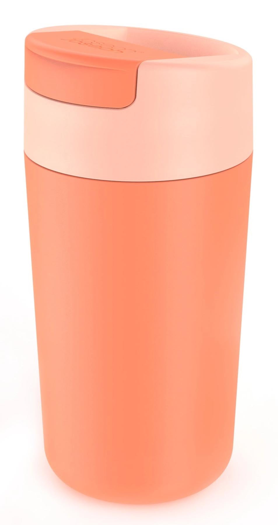 Sipp Reisebecher mit Klappdeckel 454ml Koralle in Orange präsentiert im Onlineshop von KAQTU Design AG. Aufbewahrungsbehälter ist von Joseph Joseph