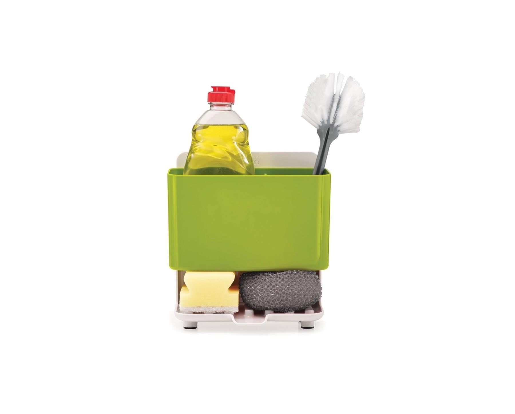 Praktischer Sink Caddy Tower in frischem Grün, ideal für die Aufbewahrung von Spülutensilien. Maße: 18.3x11.9x19.9cm.