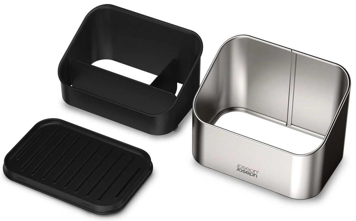 Surface Gestufter Spülen-Organizer in Silber präsentiert im Onlineshop von KAQTU Design AG. Aufbewahrungsbehälter ist von Joseph Joseph