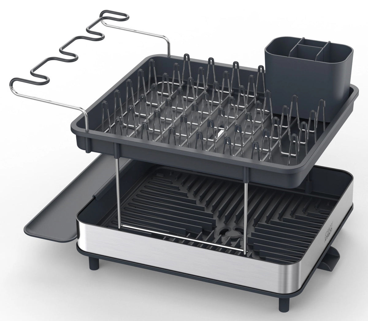Excel Steel 2-stufiges Edelstahl-Abtropfgestell in Silber präsentiert im Onlineshop von KAQTU Design AG. Aufbewahrungsbehälter ist von Joseph Joseph