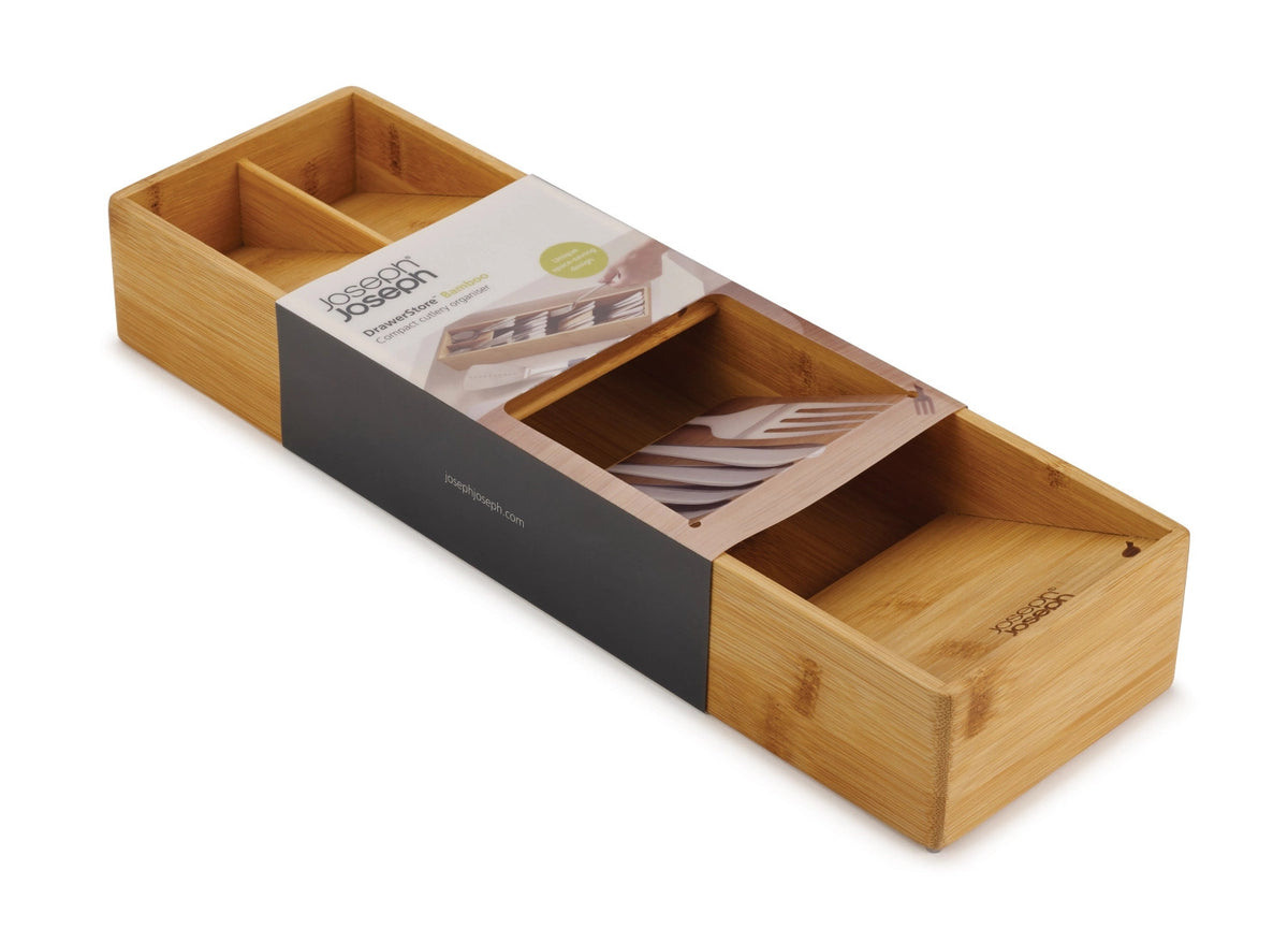 DrawerStore Kompakter Besteckkasten aus Bambus in Braun präsentiert im Onlineshop von KAQTU Design AG. Küchenhelfer ist von Joseph Joseph