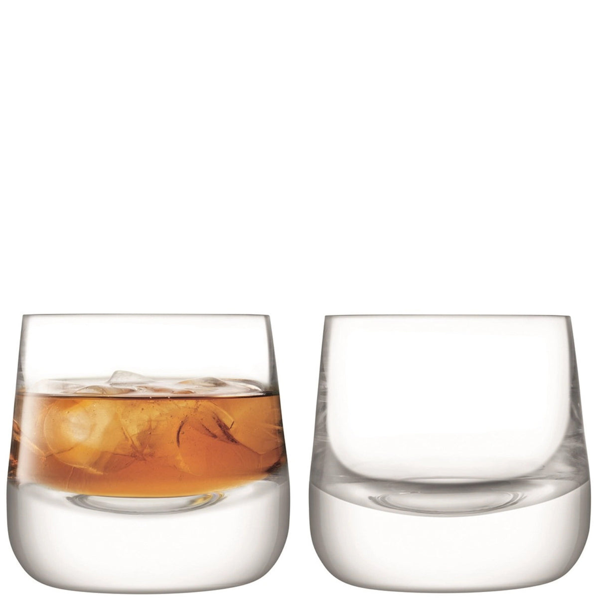 2er Set Whiskeyglas 220ml von LSA aus transparentem, mundgeblasenem Glas mit rundem Sockel, Durchmesser 9 cm, Höhe 8.6 cm.