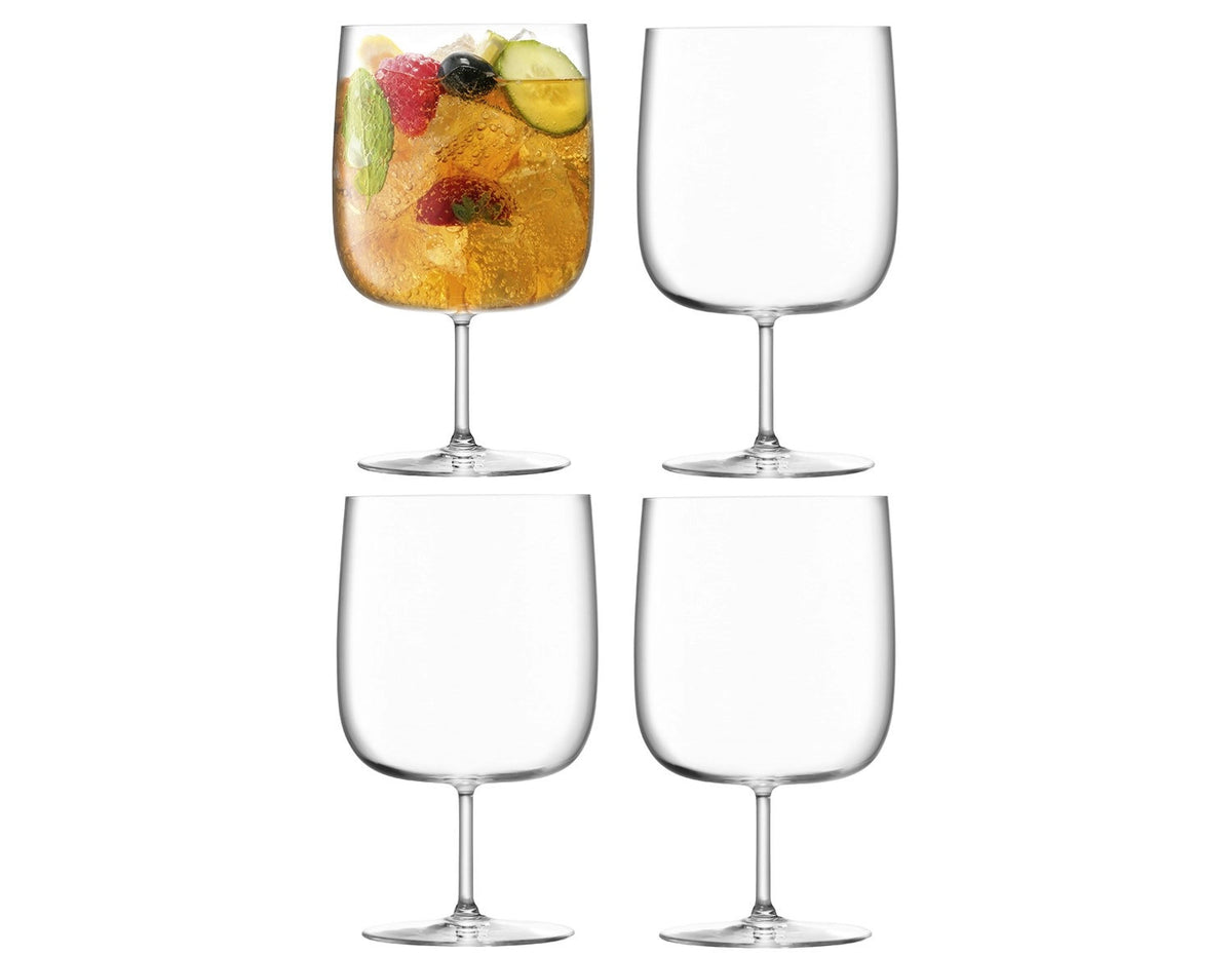 4er Set Borough Craft Biergläser von LSA aus transparentem Kristallglas, mit grossem Kelch und feinem Stiel, Durchmesser 9.6cm, Höhe 15.9cm