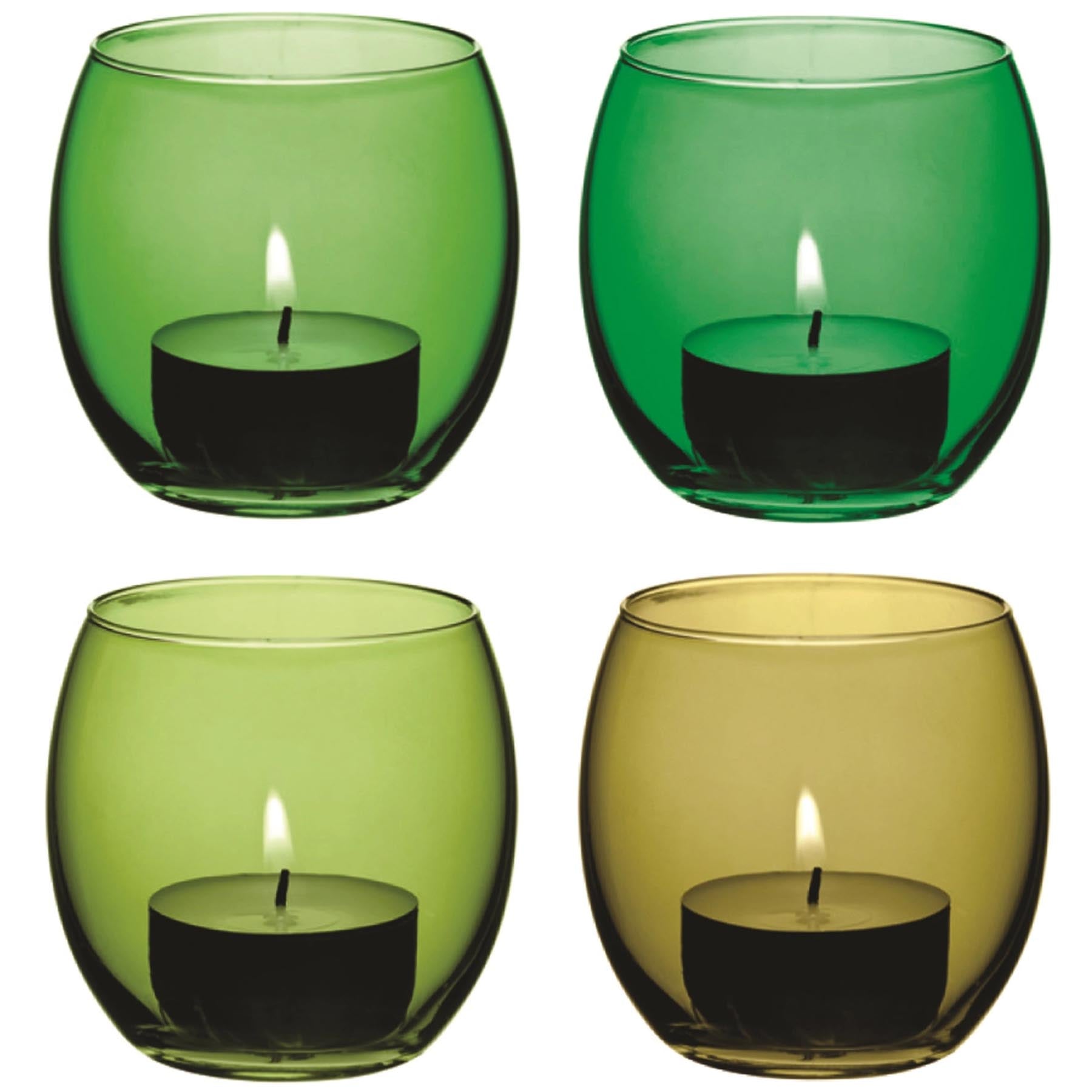 4er Set Coro Teelichthalter H6.5cm leaf assortiert in Grün präsentiert im Onlineshop von KAQTU Design AG. Teelichthalter ist von LSA