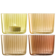 Set of 4 Gems tealight holders H6cm amber assorted.