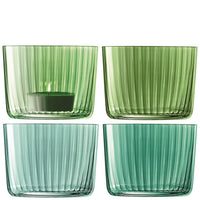 Set of 4 Gems tealight holders H6cm jade green assorted.