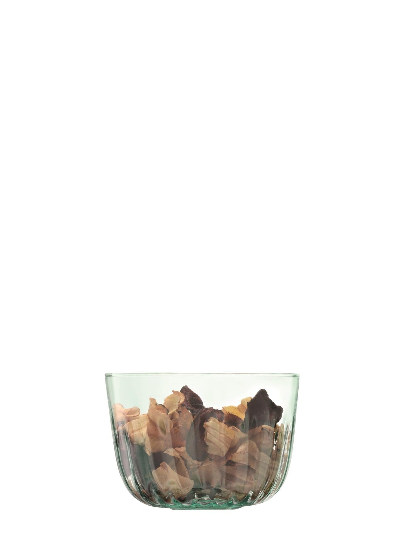 Elegante grüne Schale mit recycelter Optik, Durchmesser 16 cm, ideal für stilvolle Tischdekoration und vielseitige Verwendung.