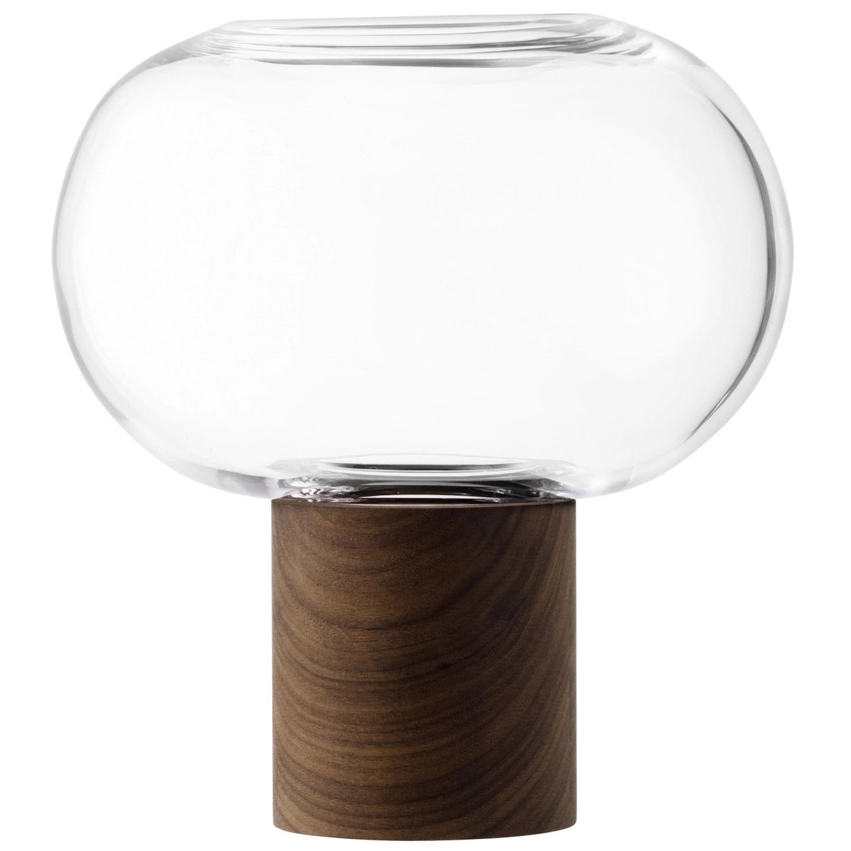 Oblate Vase Ø19.5cm, H21.5cm - klar walnuss in Transparent präsentiert im Onlineshop von KAQTU Design AG. Vase ist von LSA