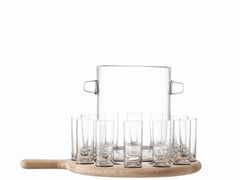 Paddle vodka serving set lower part from oak L38.5cm - clear