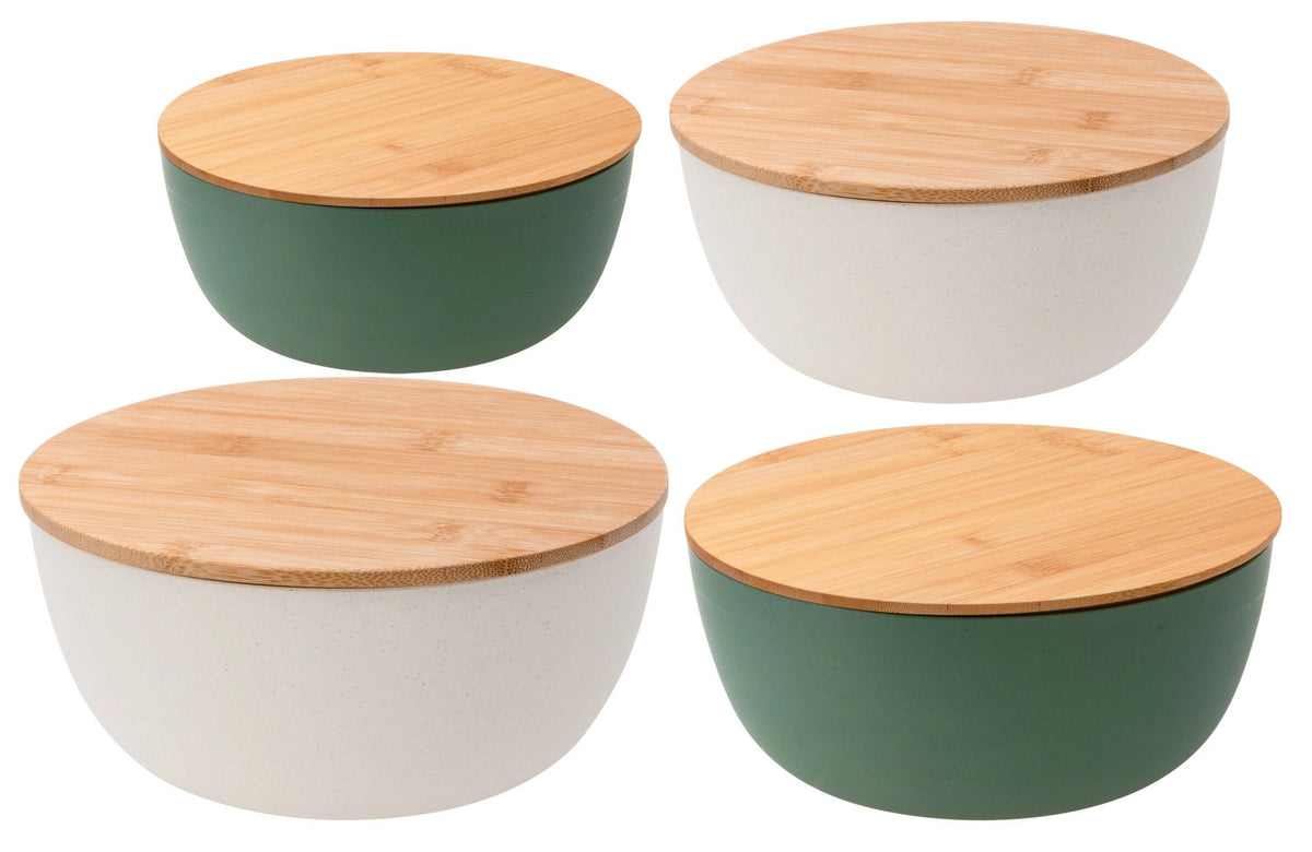 4-tlg. Set Salatschüsseln D14,19,23.5,28cm, cream, grün in Grün präsentiert im Onlineshop von KAQTU Design AG.  ist von Pebbly