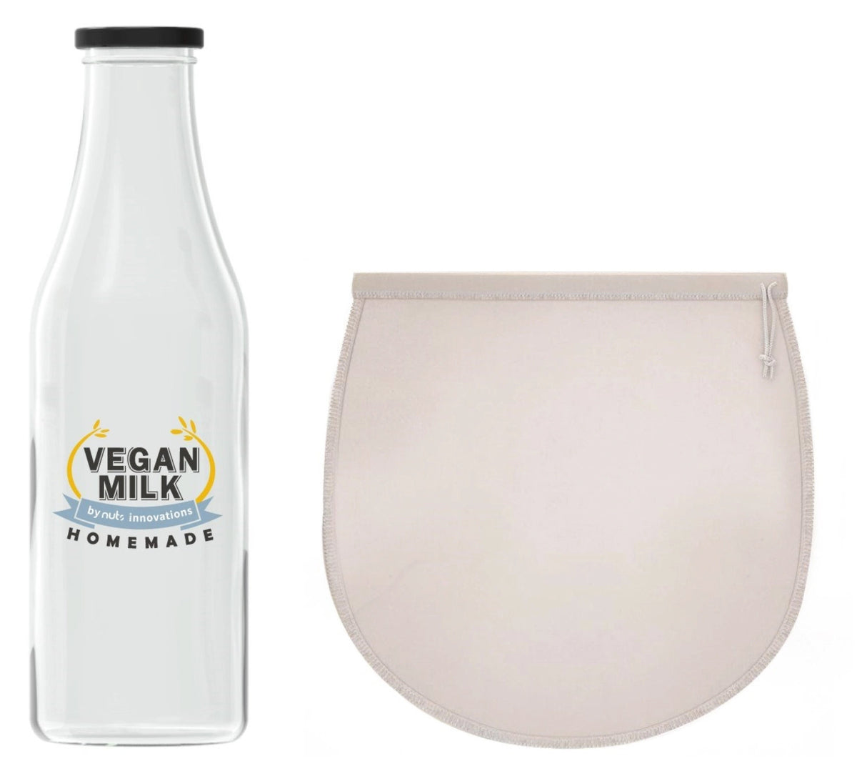 2er Set Nussmilchbeutel, Flasche 900ml in Weiss präsentiert im Onlineshop von KAQTU Design AG. Aufbewahrungsbehälter ist von Nuts Innovations