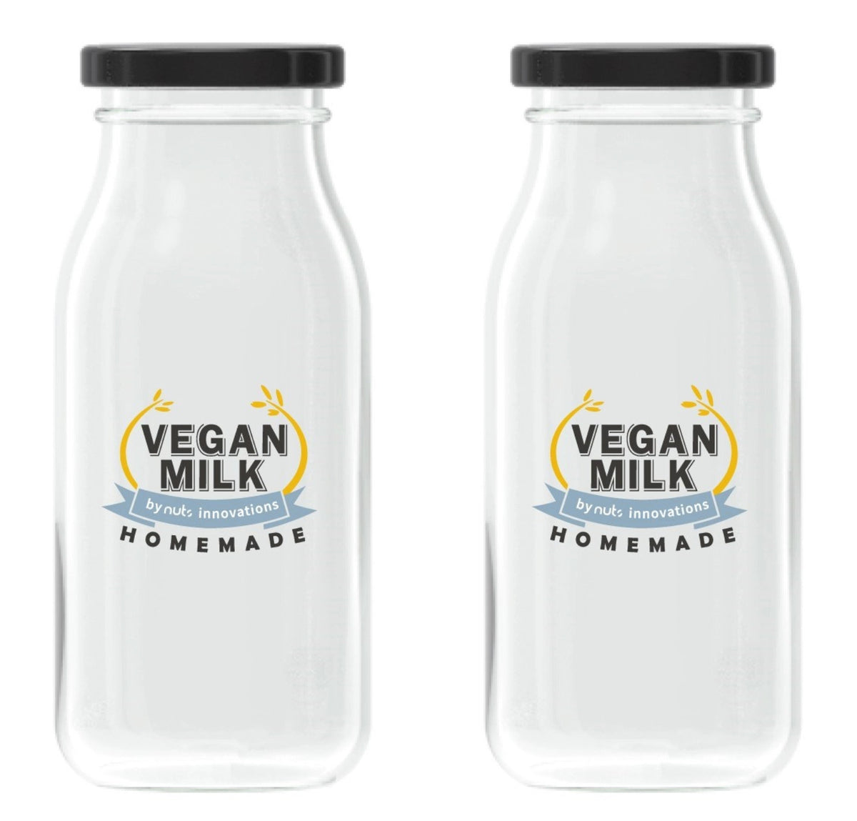 2er Set Flaschen Vegan Milk 220ml u. 900ml in Weiss präsentiert im Onlineshop von KAQTU Design AG. Aufbewahrungsbehälter ist von Nuts Innovations
