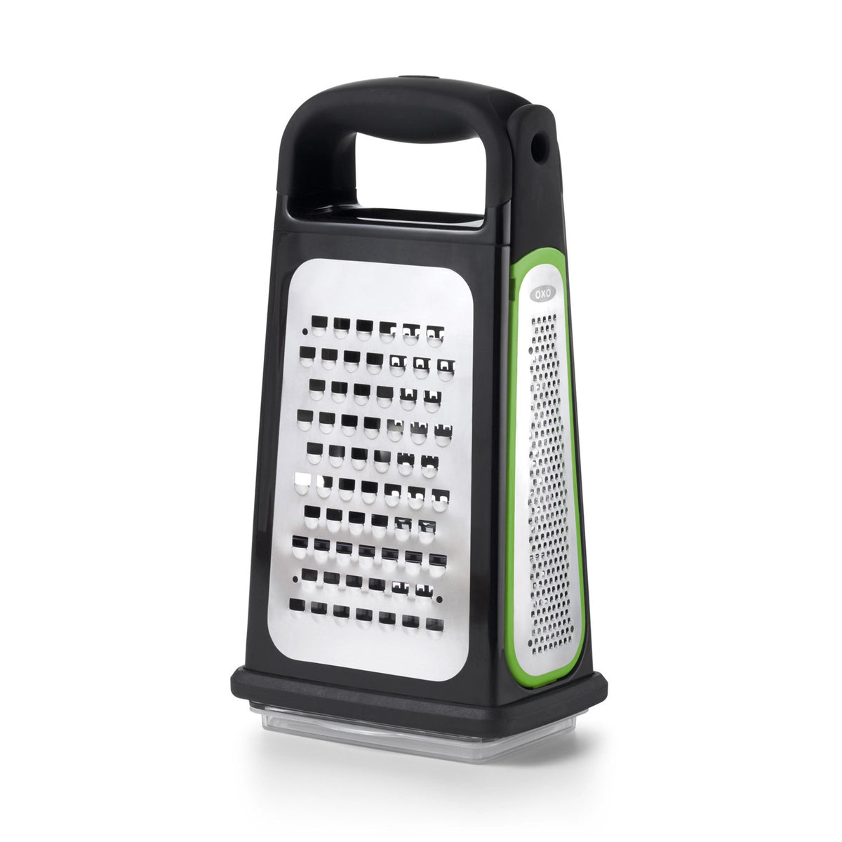 OXO Kastenreibe mit abnehmbarem Zestenreißer, geätzt in Schwarz präsentiert im Onlineshop von KAQTU Design AG. Küchenhelfer ist von OXO