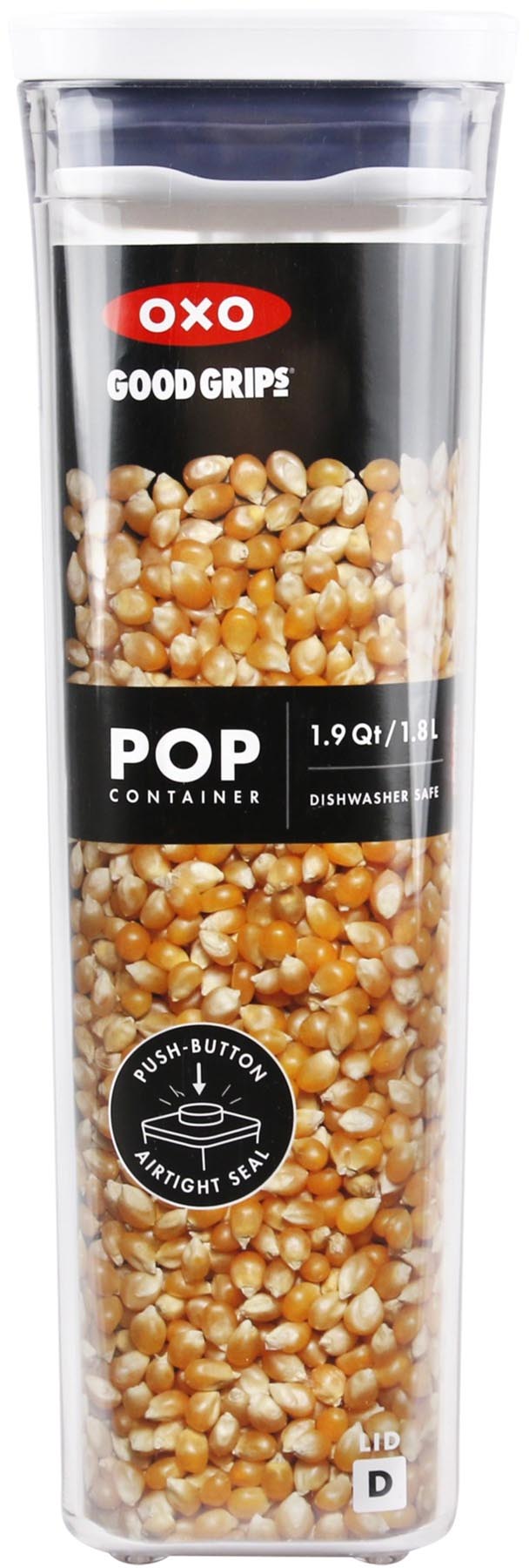 Schlanker rechteckiger OXO GG POP Behälter (16x8x24cm, 1.8l) für stilvolle und praktische Aufbewahrung von Lebensmitteln in der Küche.