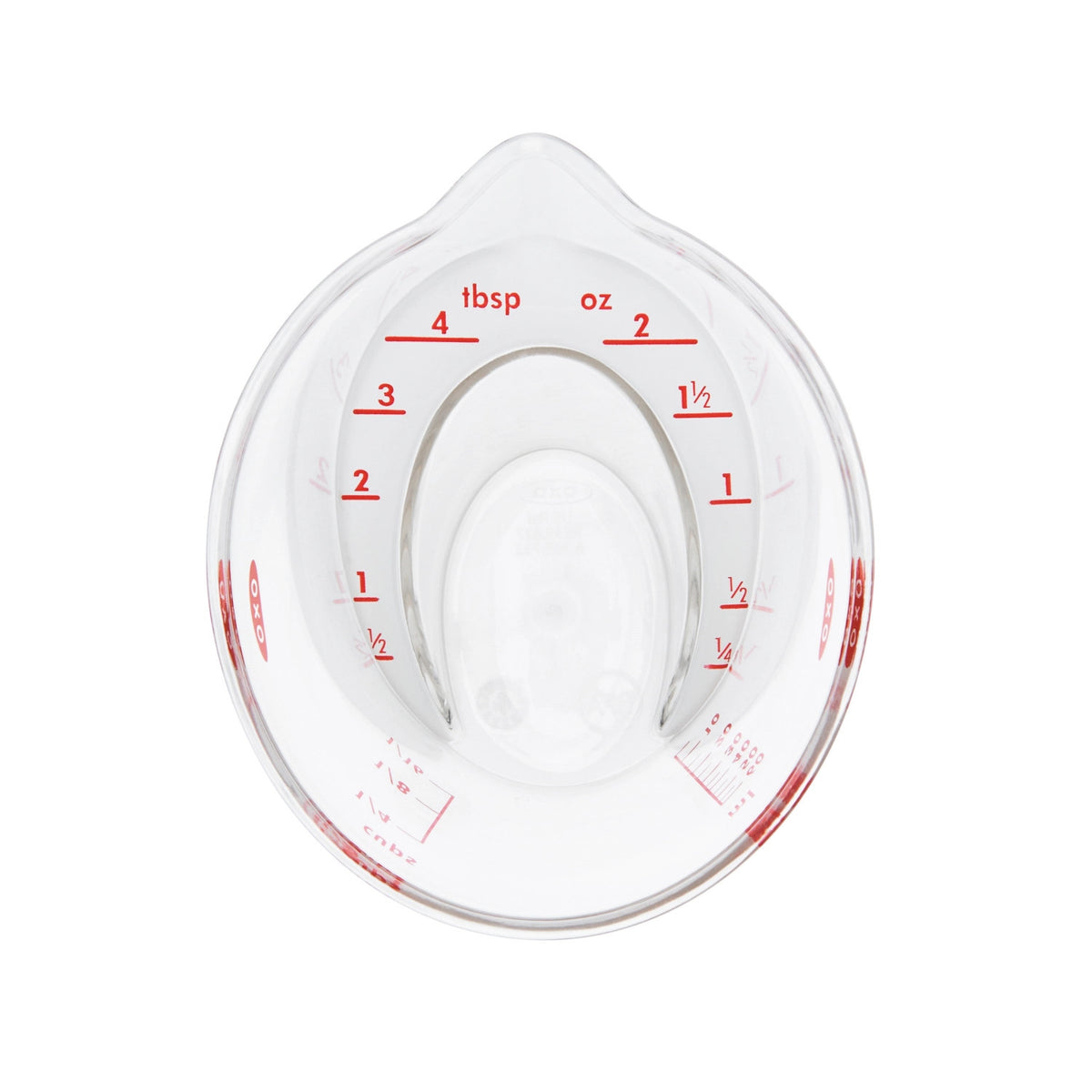 Abgewinkelter Messbecher Mini, 60 ml in Transparent präsentiert im Onlineshop von KAQTU Design AG. Küchenhelfer ist von OXO