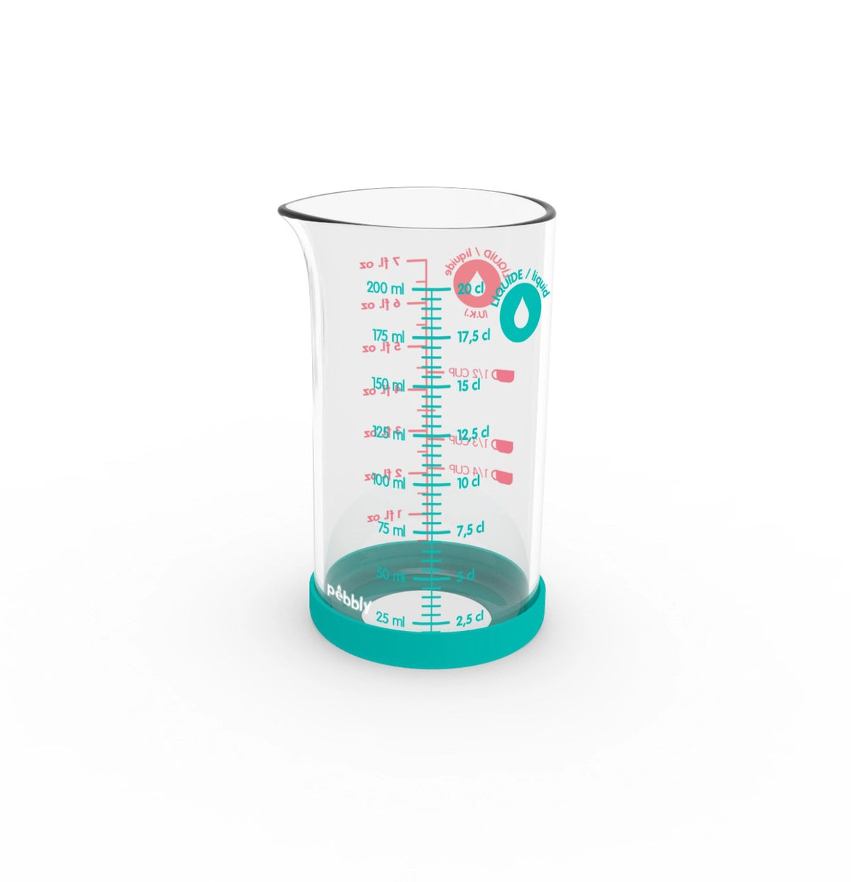Messbecher mit Silikonboden 200ml blau in Blau präsentiert im Onlineshop von KAQTU Design AG. Küchenhelfer ist von Pebbly