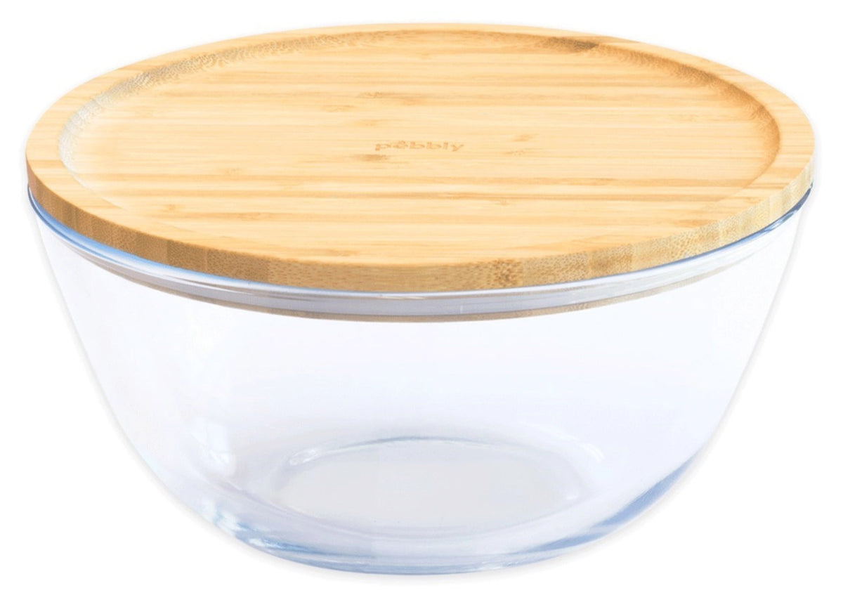Pebbly Vorratsglas mit Bambusd., 1.6l, D19 H9.6cm rund in Braun präsentiert im Onlineshop von KAQTU Design AG. Aufbewahrungsdose ist von Pebbly
