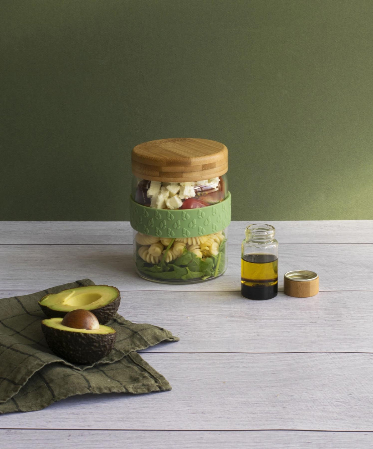 2er Set To-Go Lunch Glas u Saucen-Glas 700ml, 10x13cm in Transparent präsentiert im Onlineshop von KAQTU Design AG. Snackbox ist von Pebbly