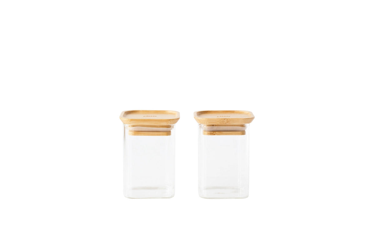2er Set Pebbly  Vorratsglas mit Bambusd. XS 24cl in Transparent präsentiert im Onlineshop von KAQTU Design AG. Aufbewahrungsdose ist von Pebbly