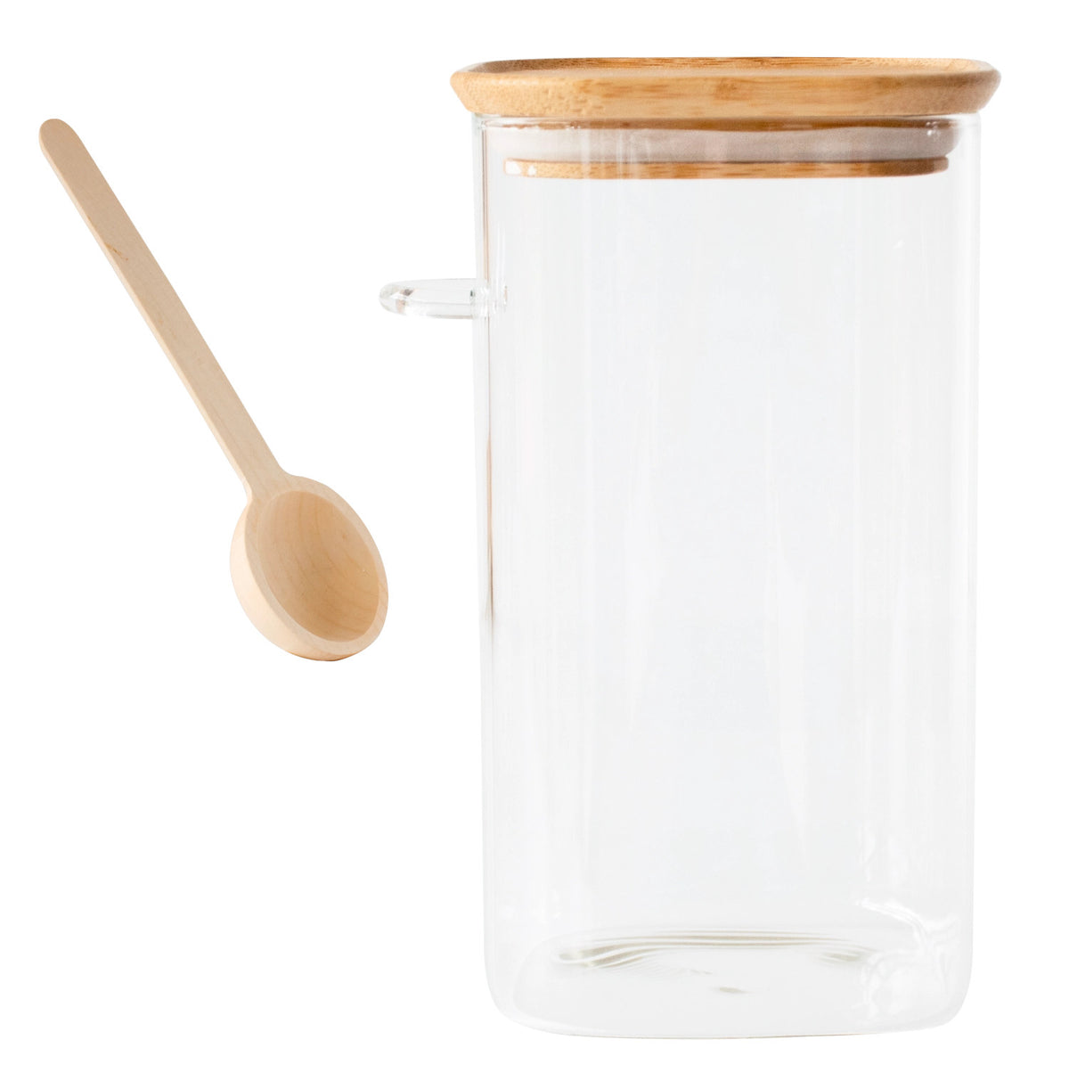 Pebbly Vorratglas m. Bambusd. 1.4l u. Bambus-Messlöffel 15ml in Transparent präsentiert im Onlineshop von KAQTU Design AG. Aufbewahrungsdose ist von Pebbly