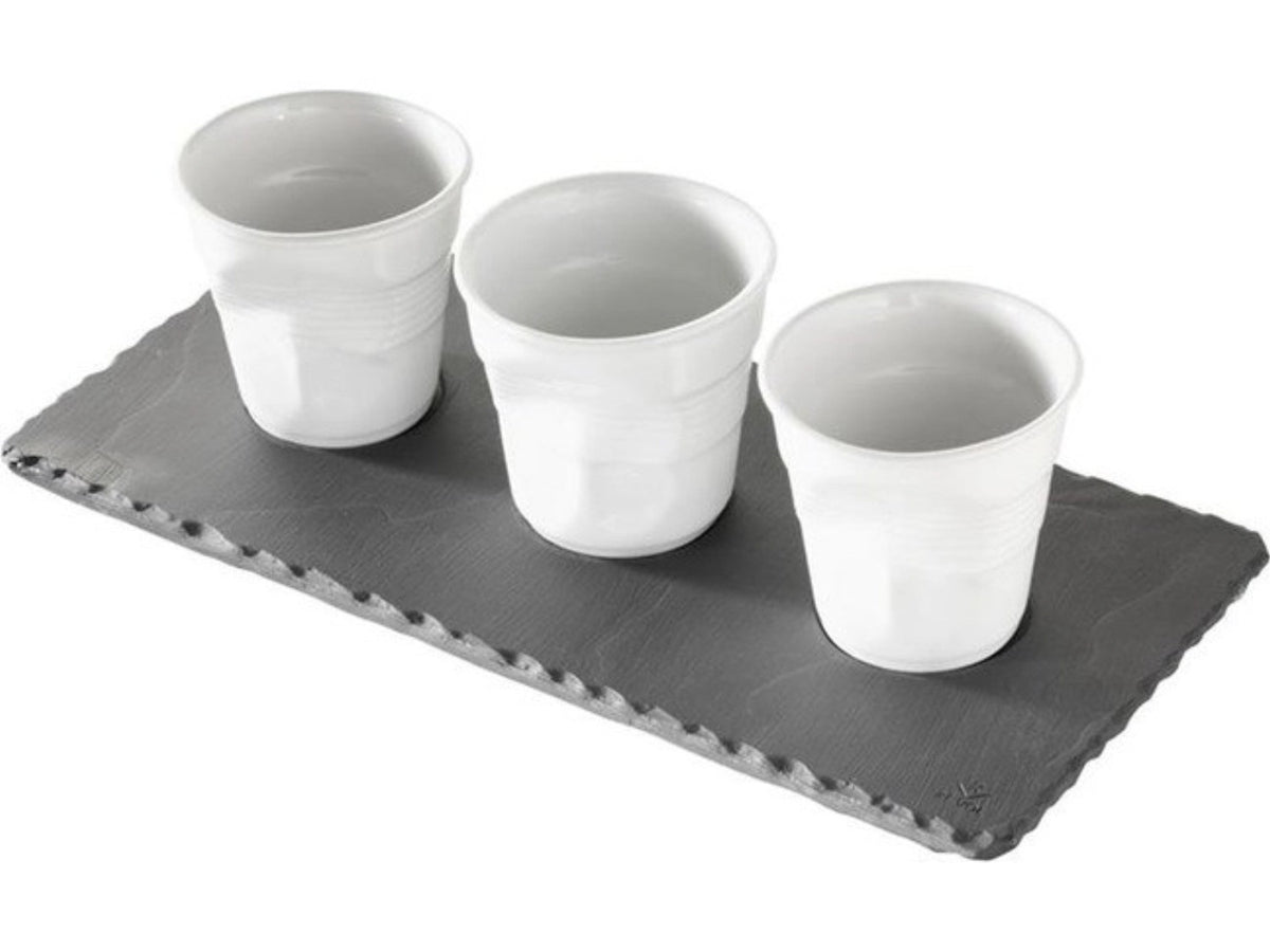Tablett mit 3 Vertiefungen, Schiefer-Stil in Silber präsentiert im Onlineshop von KAQTU Design AG. Tablett ist von Revol