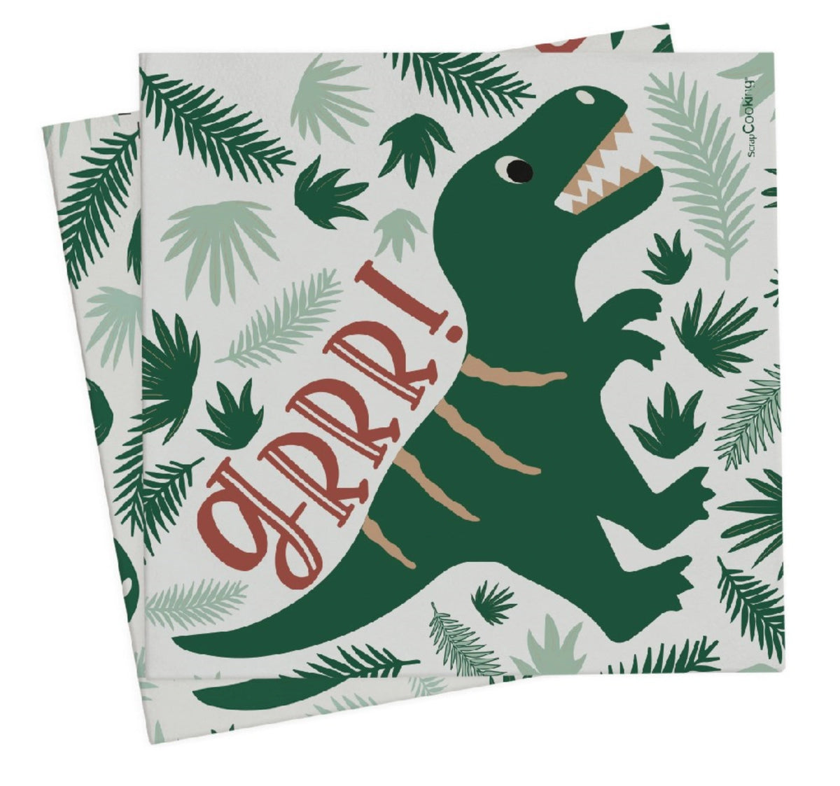 20 Servietten Dino 33x33cm in Grün präsentiert im Onlineshop von KAQTU Design AG. Servietten ist von Scrap Cooking