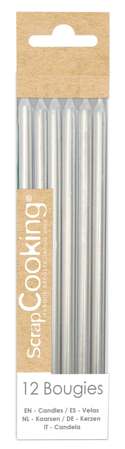 12er Set Kerzen lang silber 12cm in Silber präsentiert im Onlineshop von KAQTU Design AG. Kerzen ist von Scrap Cooking