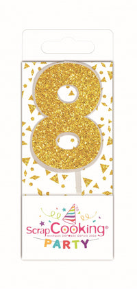 Mini candle number 8 gold