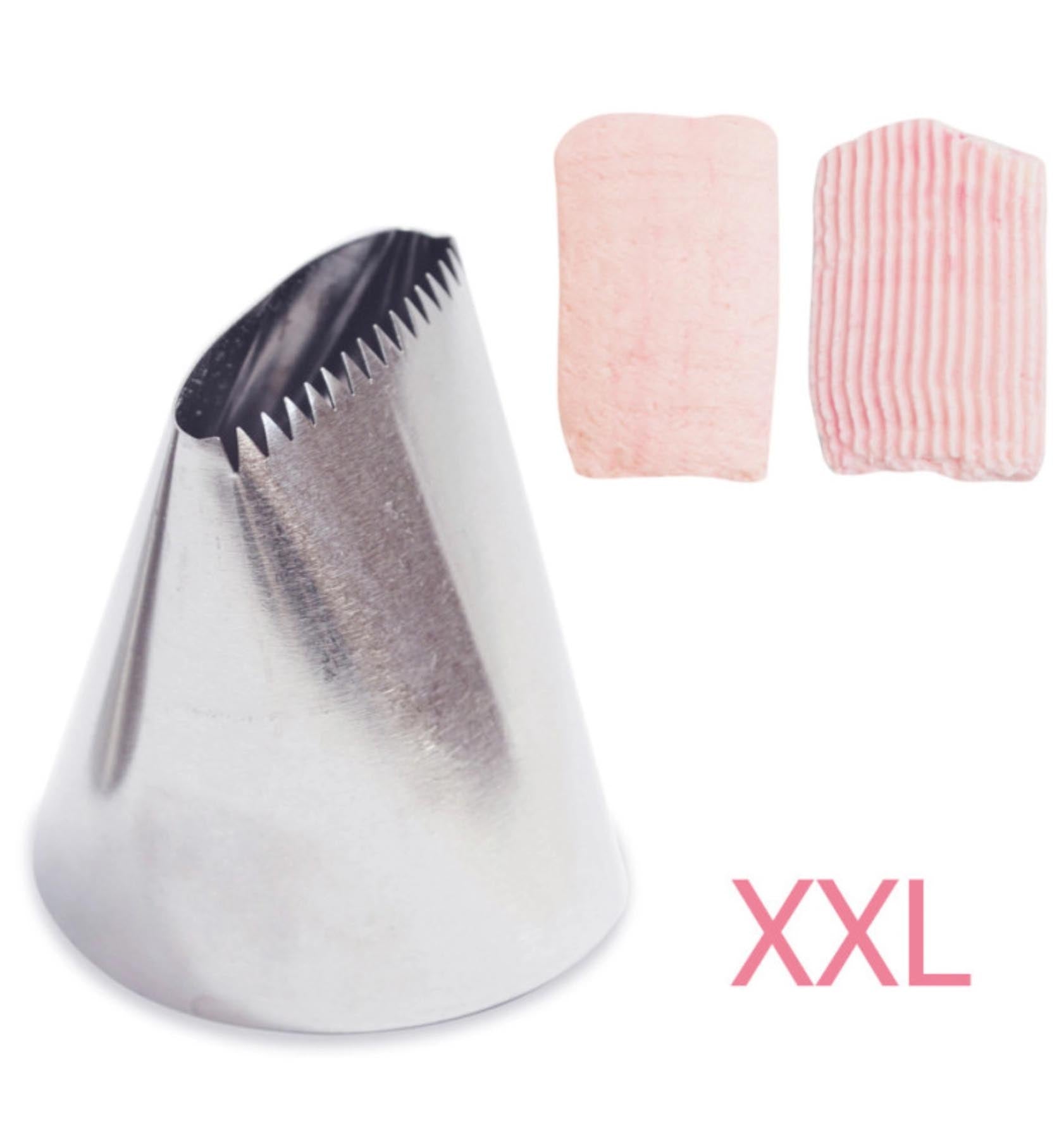 XXL Edelstahlspritzaufsatz glatt und Streifen D5cm H5.5cm in Silber präsentiert im Onlineshop von KAQTU Design AG. Backutensilien ist von Scrap Cooking