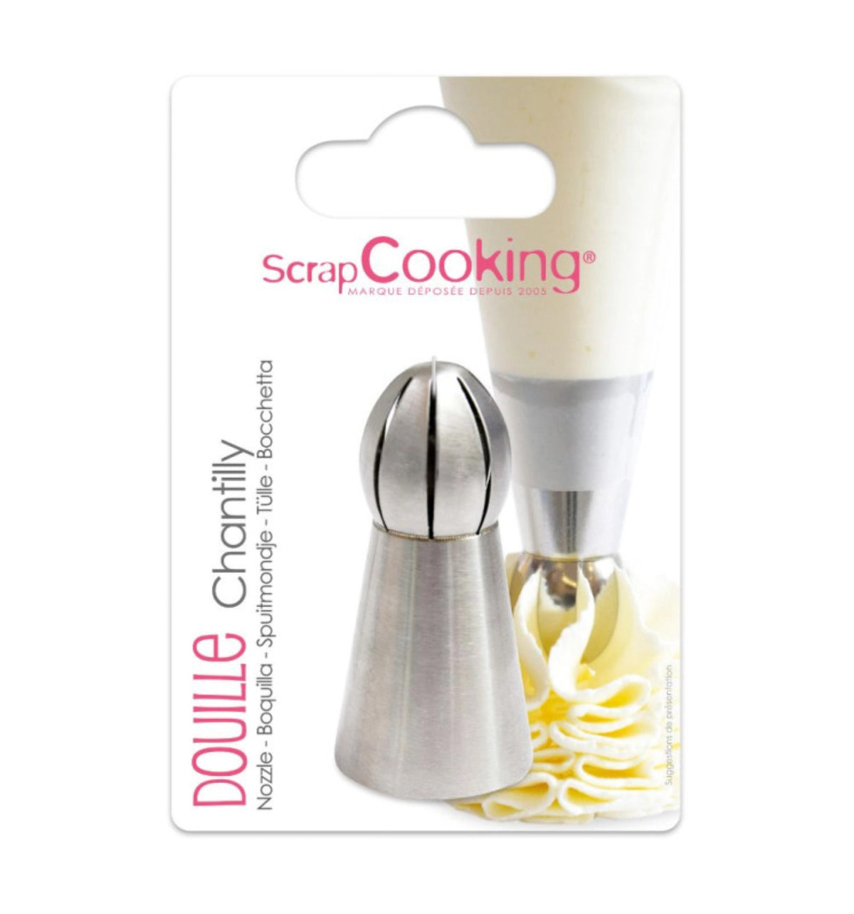Silberner Spritzaufsatz Chantilly aus Edelstahl, Backutensil von Scrap Cooking
