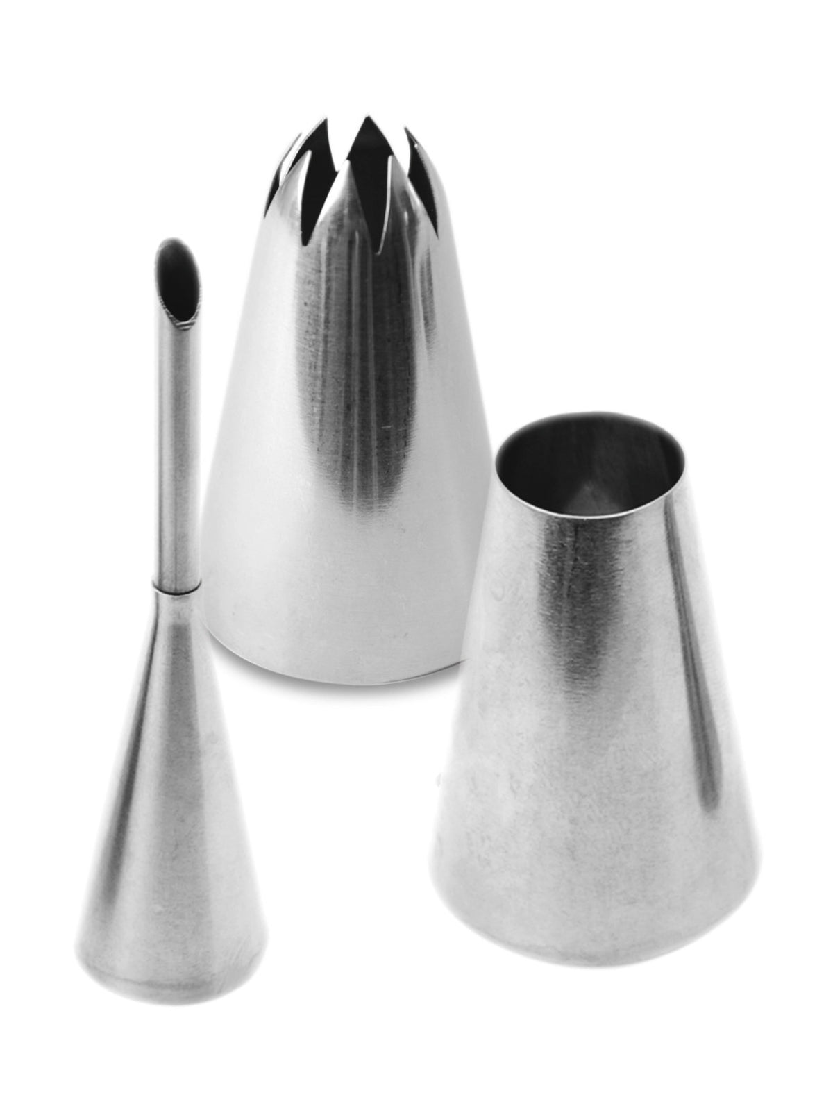 3er Set Edelstahltüllen Éclairs in Silber präsentiert im Onlineshop von KAQTU Design AG. Backutensilien ist von Scrap Cooking