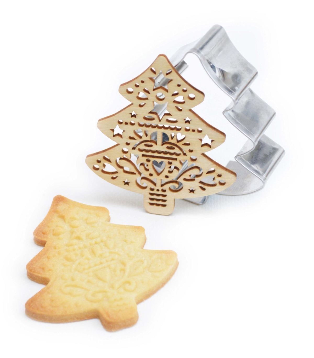 Ausstechform u. Holzpräger Tannenbaum in Silber präsentiert im Onlineshop von KAQTU Design AG. Ausstecher ist von Scrap Cooking