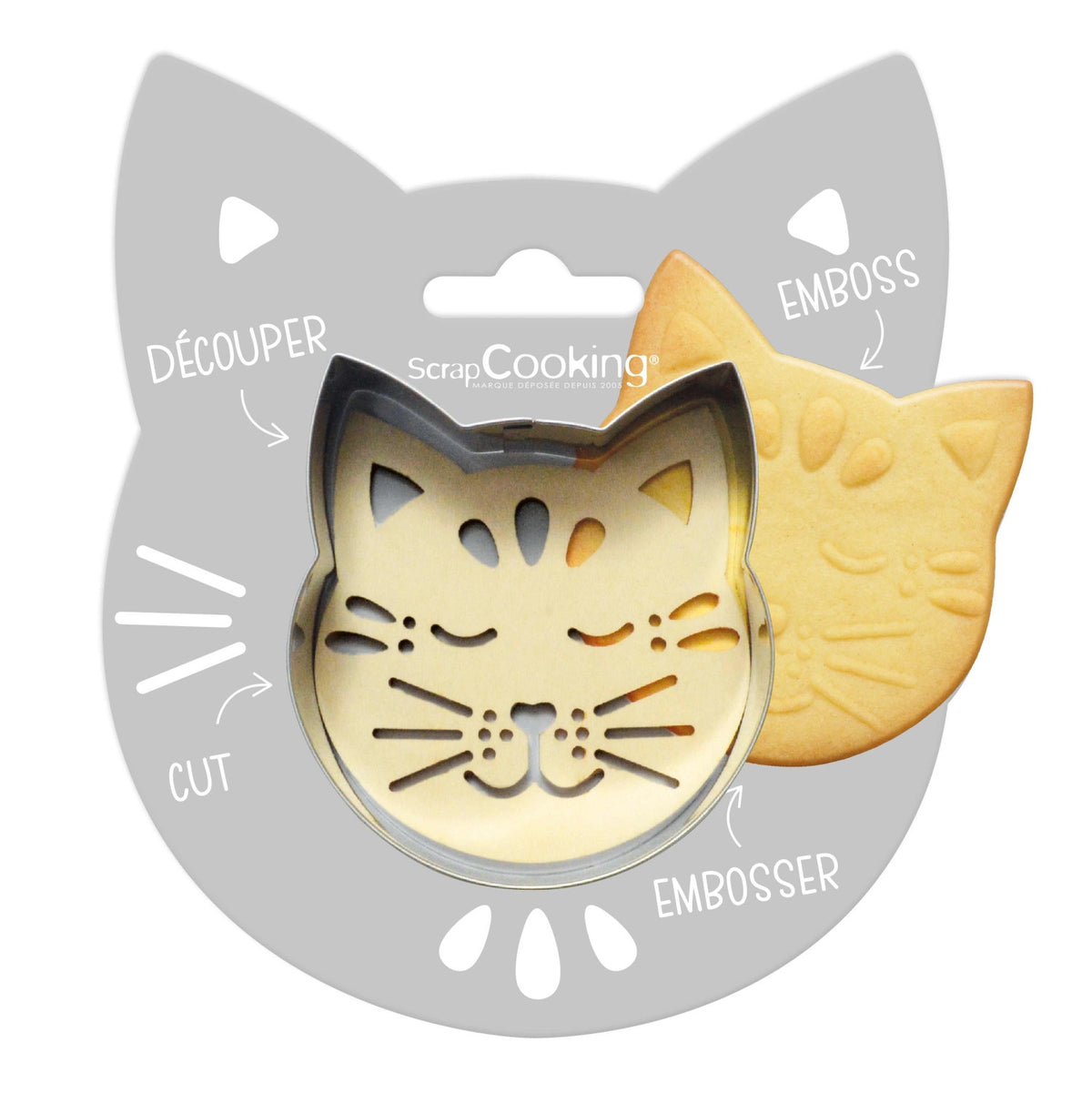 Ausstechform u. Holzpräger Katze in Silber präsentiert im Onlineshop von KAQTU Design AG. Ausstecher ist von Scrap Cooking