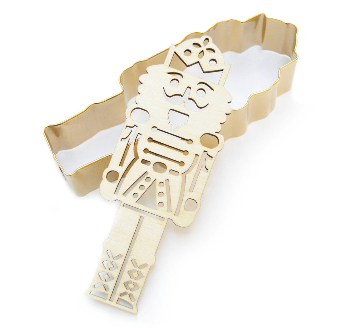 Goldener Ausstecher Nussknacker mit Holzpräger in Silber präsentiert im Onlineshop von KAQTU Design AG. Ausstecher ist von Scrap Cooking