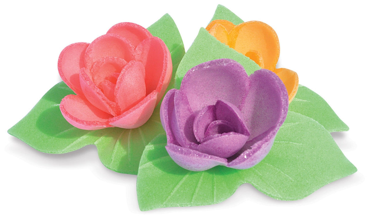Wafer Deko. mini roses 6 Stk. mit white leaves in Mehrfarbig präsentiert im Onlineshop von KAQTU Design AG. Küchenhelfer ist von Scrap Cooking