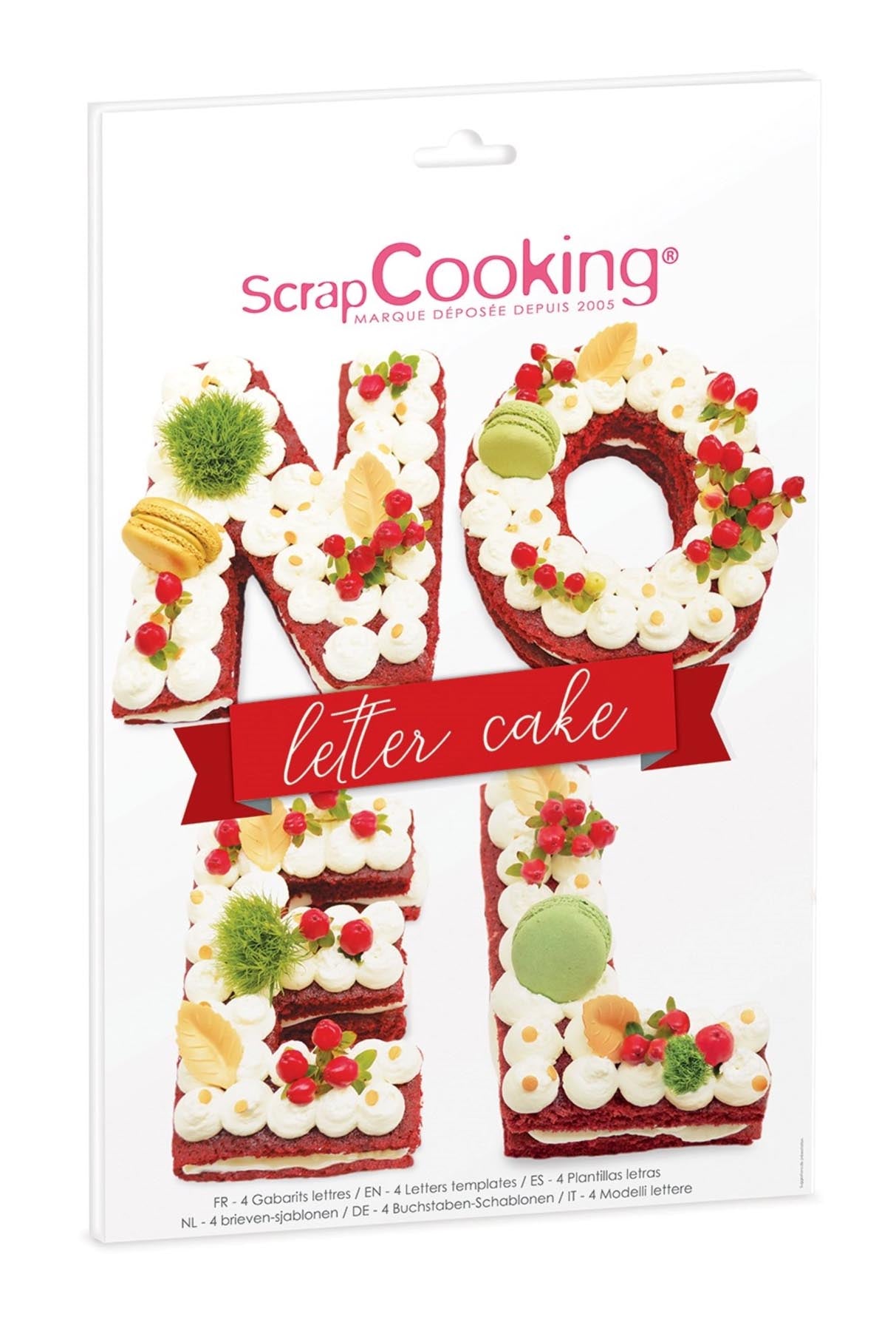 Kreatives Backset mit Buchstaben für den Schriftzug "NOEL" in elegantem Weiß, ideal für festliche Kuchen und süße Überraschungen.