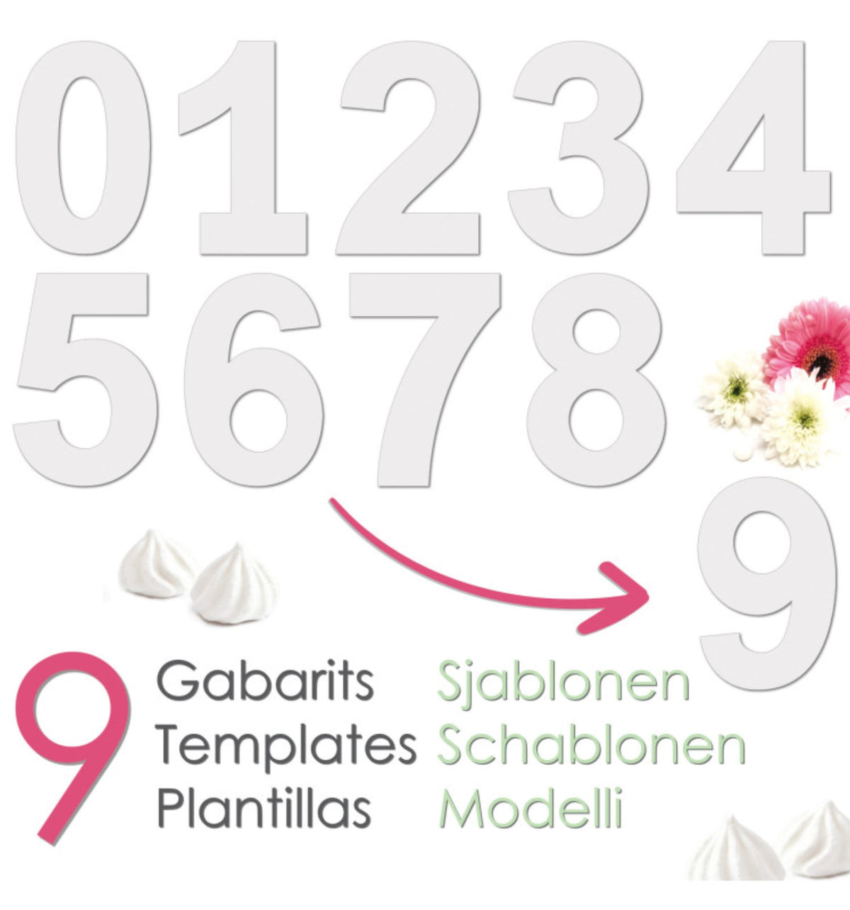 Schablonen Set für Zahlen 0-9 in Mehrfarbig präsentiert im Onlineshop von KAQTU Design AG. Backutensilien ist von Scrap Cooking