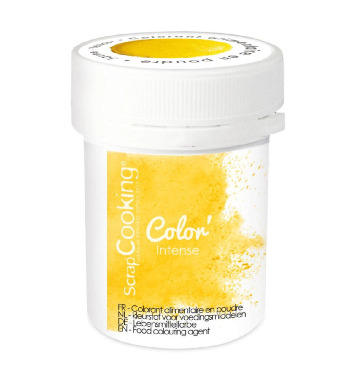 Kleine Dose mit gelbem Lebensmittelfarbpulver von Scrap Cooking, Farbpulvergelb 5g