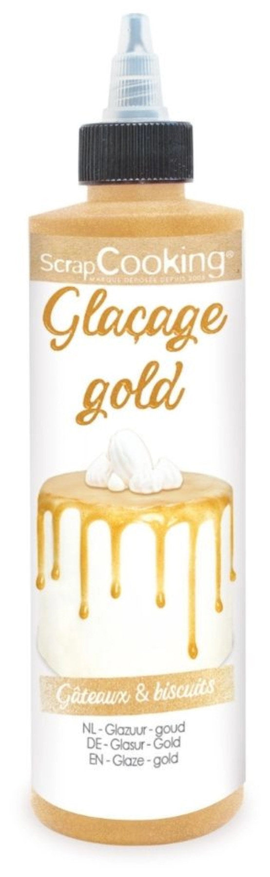 Schokoladengeschmacksglasur Drip Cake, gold, 130g in Gold präsentiert im Onlineshop von KAQTU Design AG. Zutaten ist von Scrap Cooking