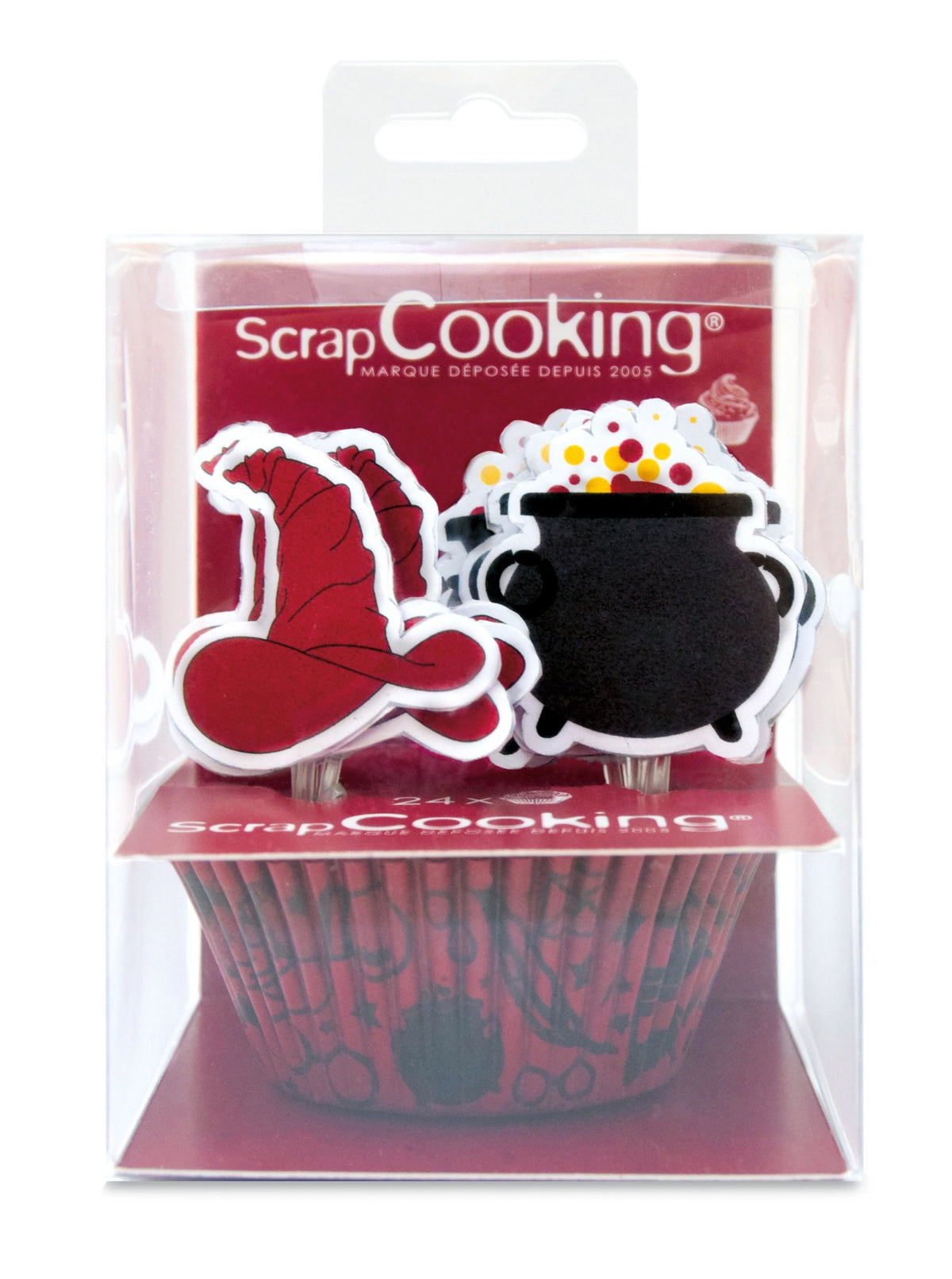24 Cupcakesförmchen u. 24 Cake Toppers Zauberei in Rot präsentiert im Onlineshop von KAQTU Design AG. Backform / Backblech ist von Scrap Cooking