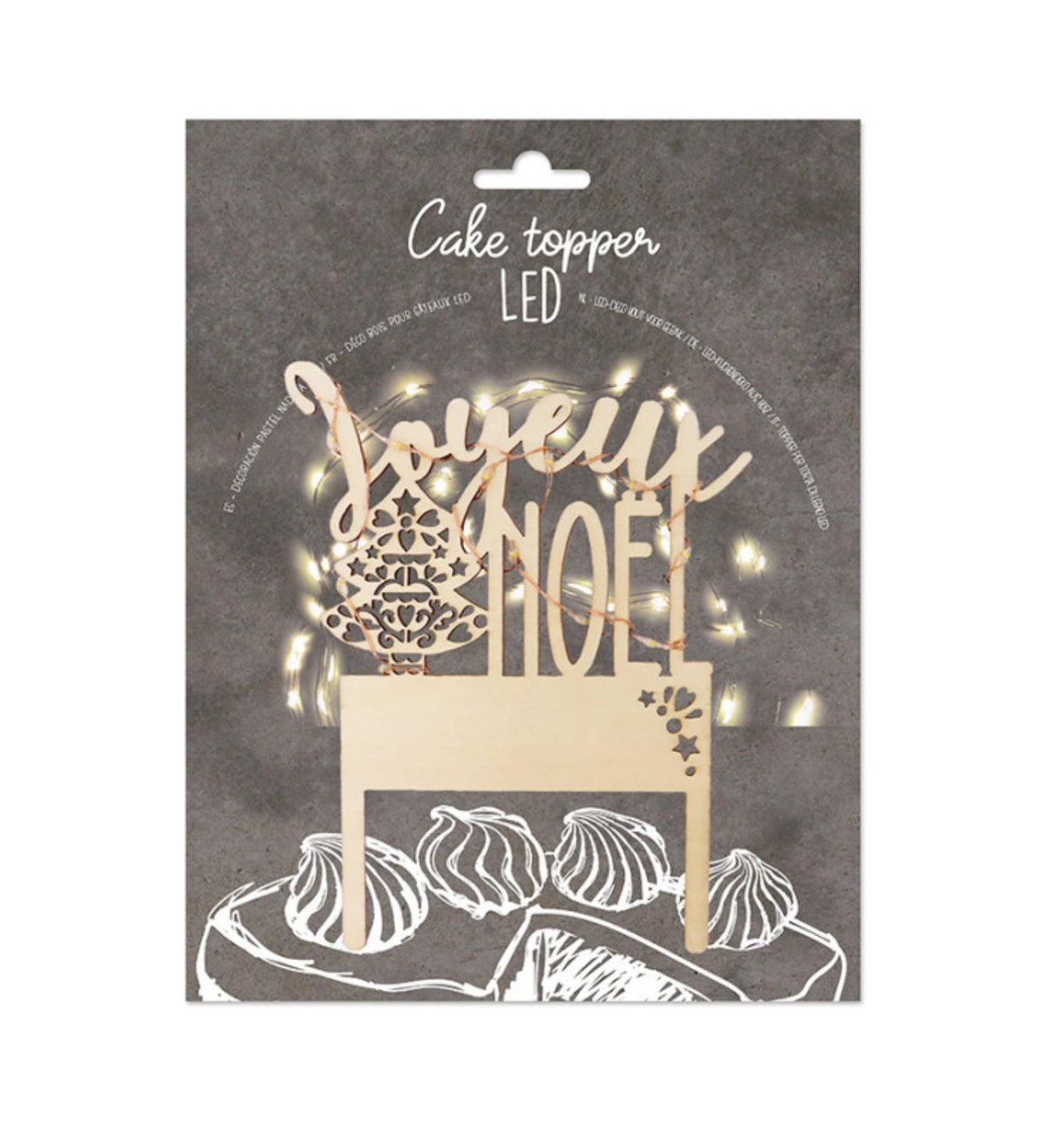 Cake Topper mit LED-Beleuchtung Merry Christmas in Braun präsentiert im Onlineshop von KAQTU Design AG. Backutensilien ist von Scrap Cooking