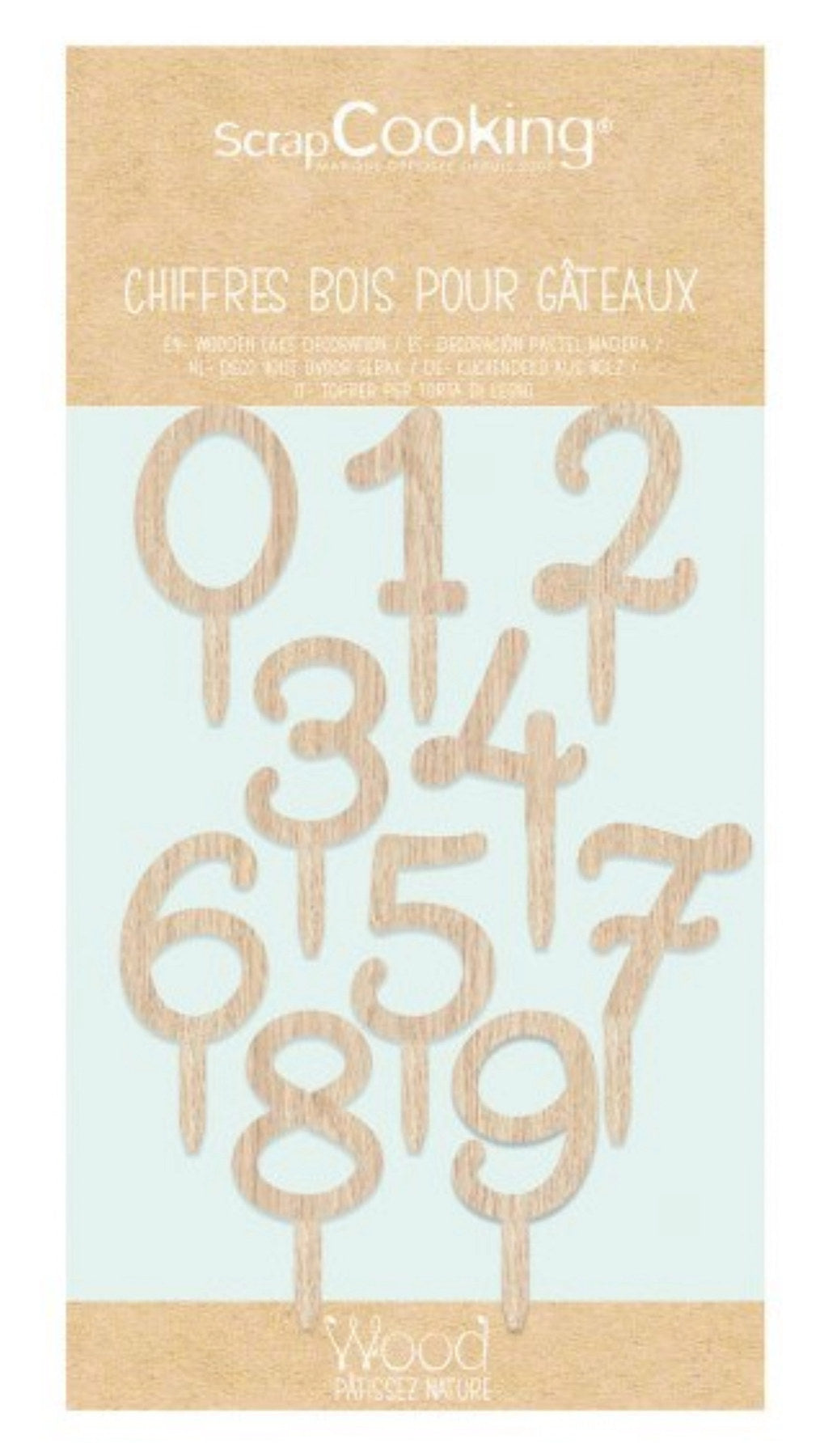 Cake Topper Holz, Zahlen 0-9 in Braun präsentiert im Onlineshop von KAQTU Design AG. Backutensilien ist von Scrap Cooking