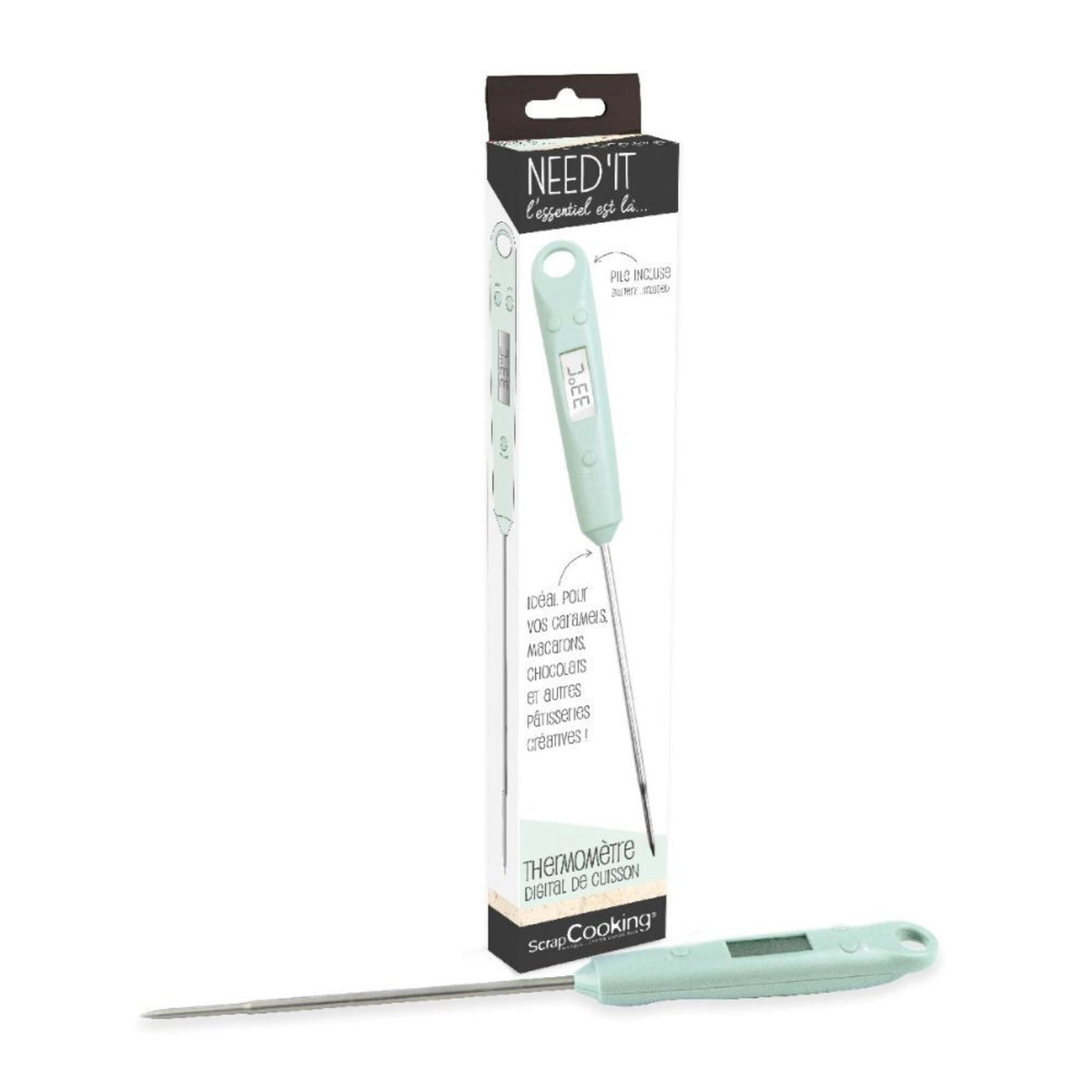 Lebensmittel Thermometer inkl. Batterie in Weiss präsentiert im Onlineshop von KAQTU Design AG. Backutensilien ist von Scrap Cooking