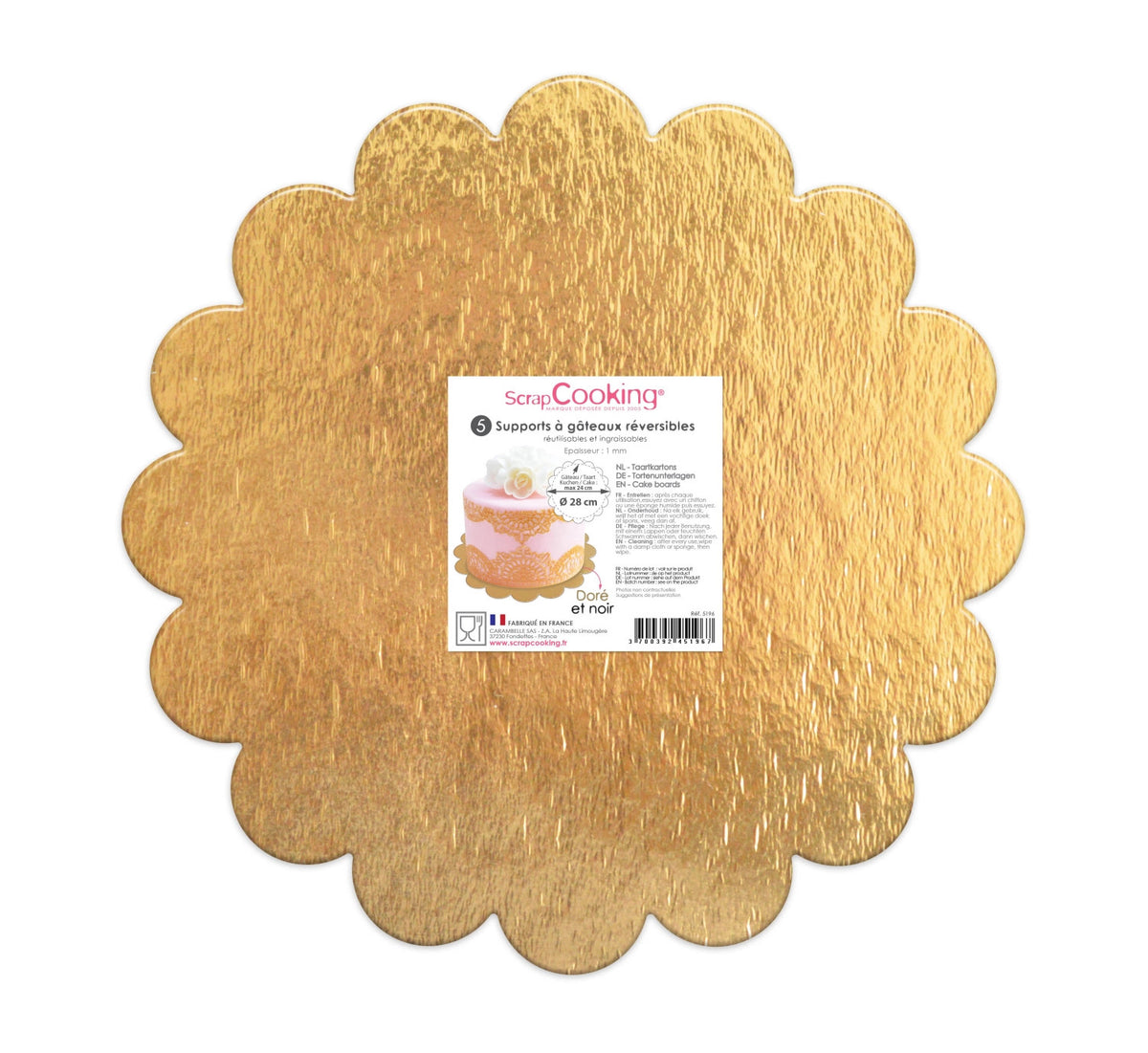 5 Stk. Kuchenhalter Blumenform gold/schwarz D24cm in Schwarz präsentiert im Onlineshop von KAQTU Design AG. Backform / Backblech ist von Scrap Cooking