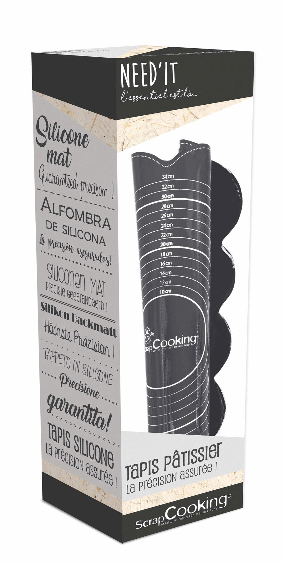 Silikonbackmatte schwarz inkl. Hilfslinien u. Rezept in Schwarz präsentiert im Onlineshop von KAQTU Design AG. Backutensilien ist von Scrap Cooking